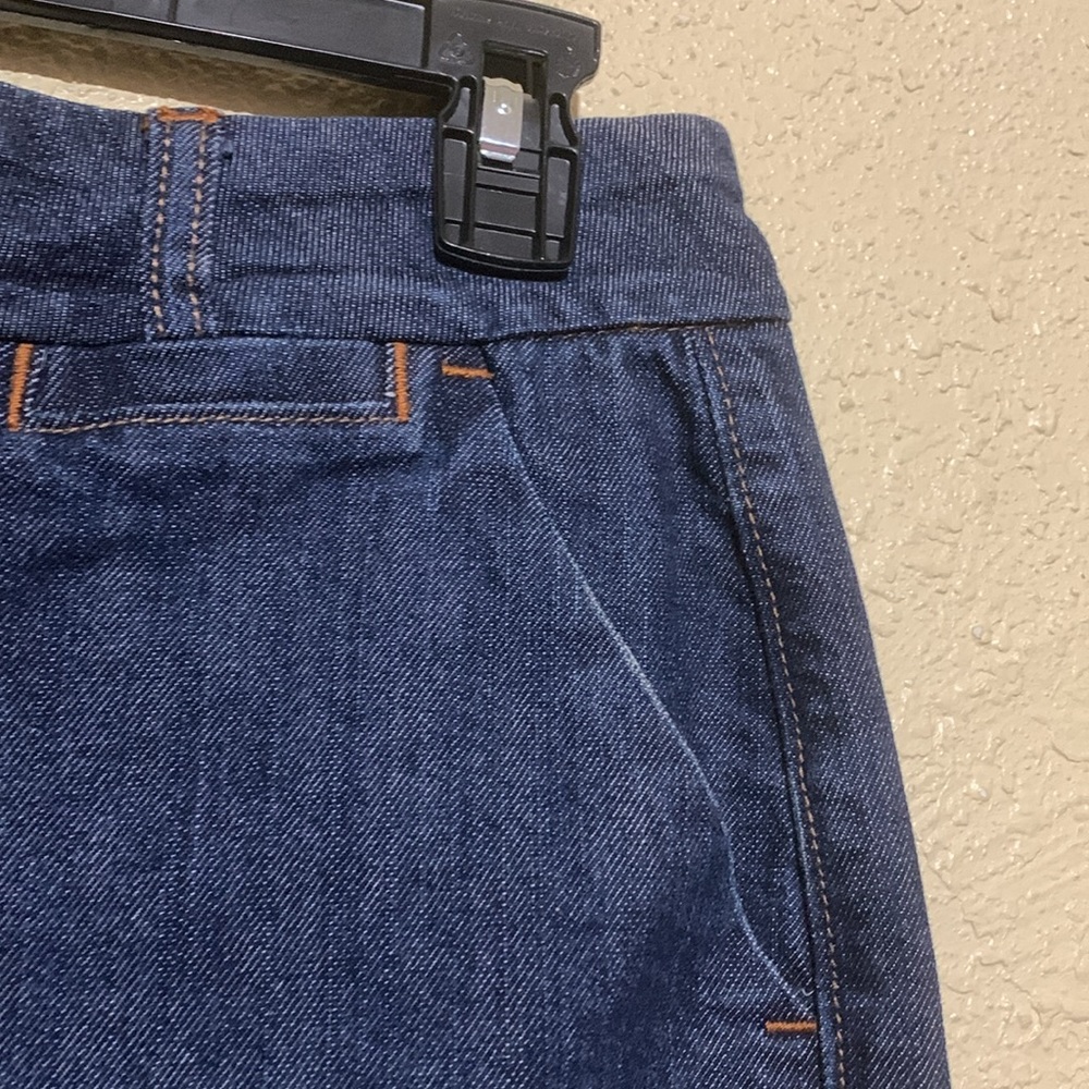 Old Navy Jean Skirt 6 Midi Blue Front Zipper w/Buttons Cotton Spandex Pockets - Picture 5 of 13